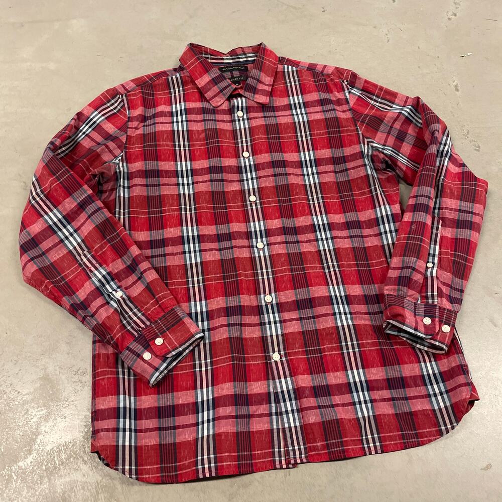 Red banana republic flannel button t-shirt
